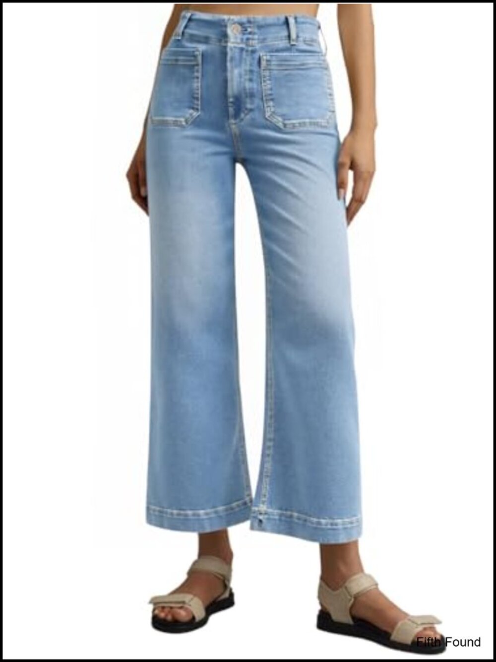 Wide Leg High Waist Cropped Jeans Baggy Denim Pants 26" Inseam